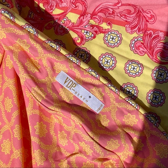 VDP beach collection Italian mini yellow pink dress xs - Picture 9 of 11